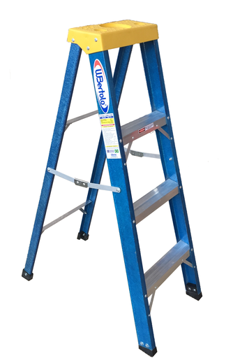 [E44576] Escalera De Fibra De Vidrio - Premium - Tijera Simple - 4P - 1,20 M - Wbertolo
