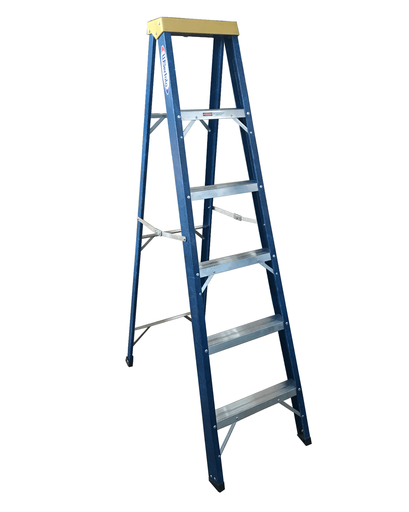 [E44580] Escalera De Fibra De Vidrio - Premium - Tijera Simple - 6P - 1,80 M - Wbertolo