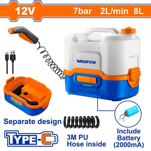 [E45029] Hidrolavadora A Bateria Integrada (usb C) C/ Tanque - Wadfow