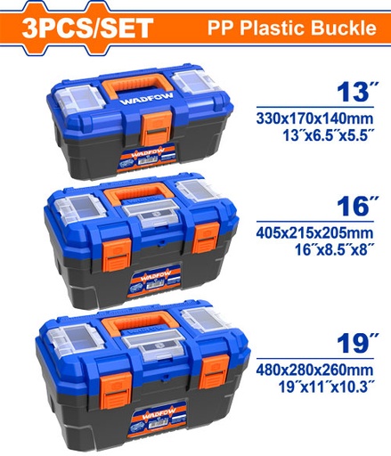 [E45157] Juego De Cajas De Herramientas Plásticas 330X405X480MM (3 Pzs) - Wadfow
