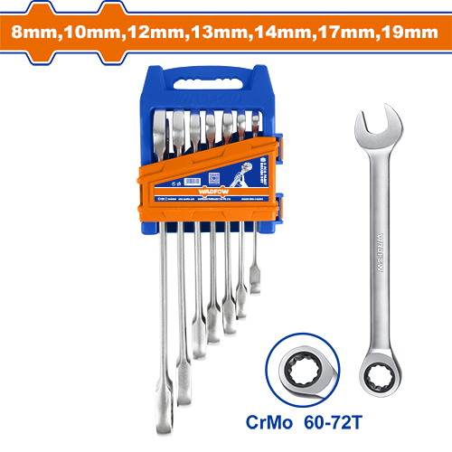 [FH45191] Juego De Llaves Con Trinquete 8 - 19MM (7 Pzs) - Wadfow