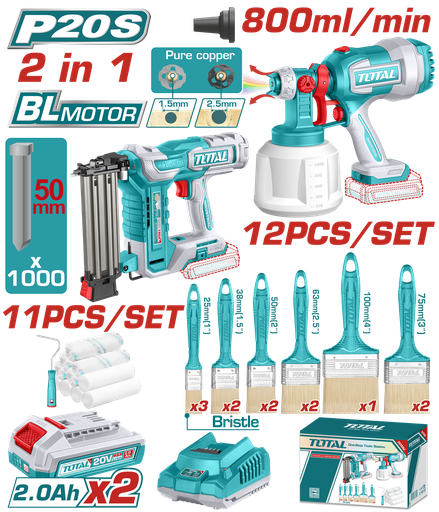 [E45248] Kit Profesional De Pintura Y Clavado A Batería 20V (promo) - Bat/car - Tosli250601 - Total