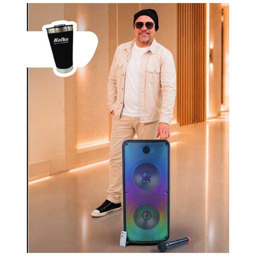 [TA46920] Combo Parlante Inalámbrico Bloom 2 8" x2 + Vaso Térmico - KPB-527 Kolke
