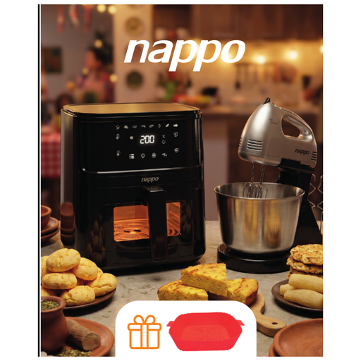 [HC46922] Combo Freidora Digital Sin Aceite QualityFry 8 L + Batidora de Mano + Cesto de Silicona - NEF-232 Nappo