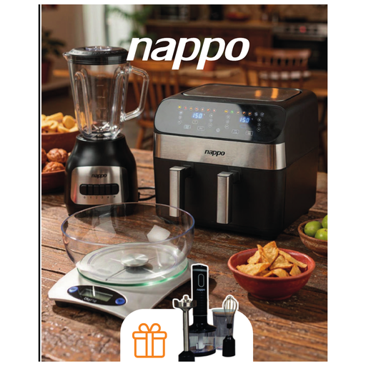 [HC46924] Combo Freidora Digital Sin Aceite Doble CrispPro 9 L + Licuadora + Mixer Multifunción - NEF-238 Nappo