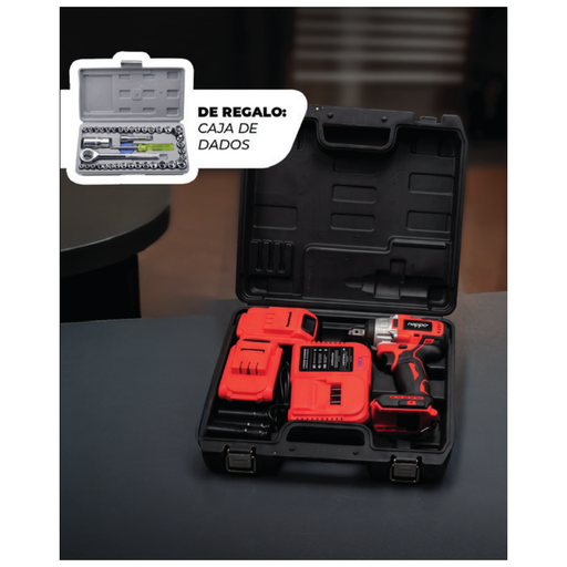 [FH46933] Combo Llave de Impacto Inalámbrica + Kit Caja de Dados 40 Piezas - NHTI-244 Nappo