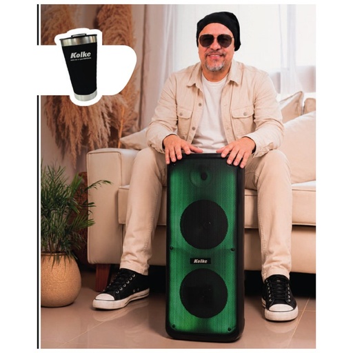 [TA46944] Combo Parlante Inalámbrico Doble 8" Vibes + Vaso Térmico - KPB-702 Kolke